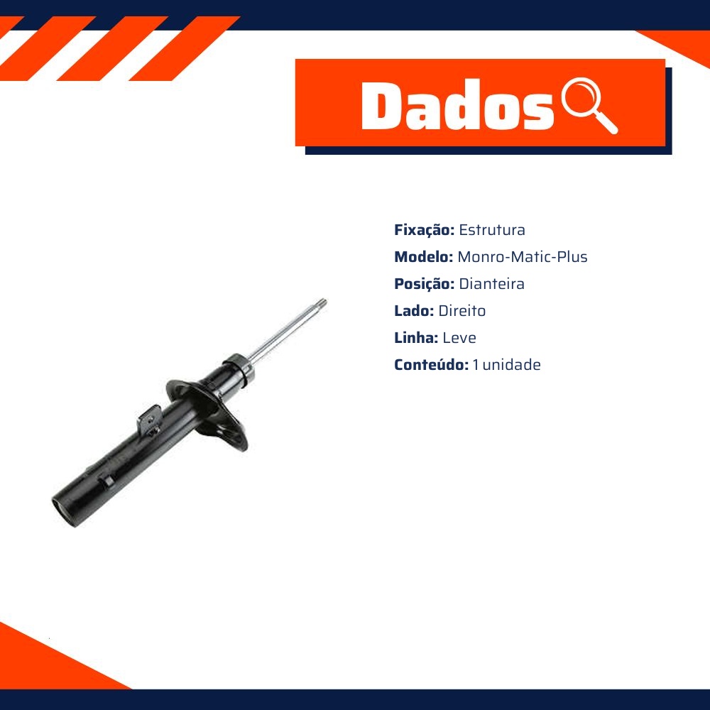 Amortecedor Monro-Matic Plus Dianteiro Direito da Suspensão Citroen Berlingo e Peugeot Partner - Monroe - 808337MM