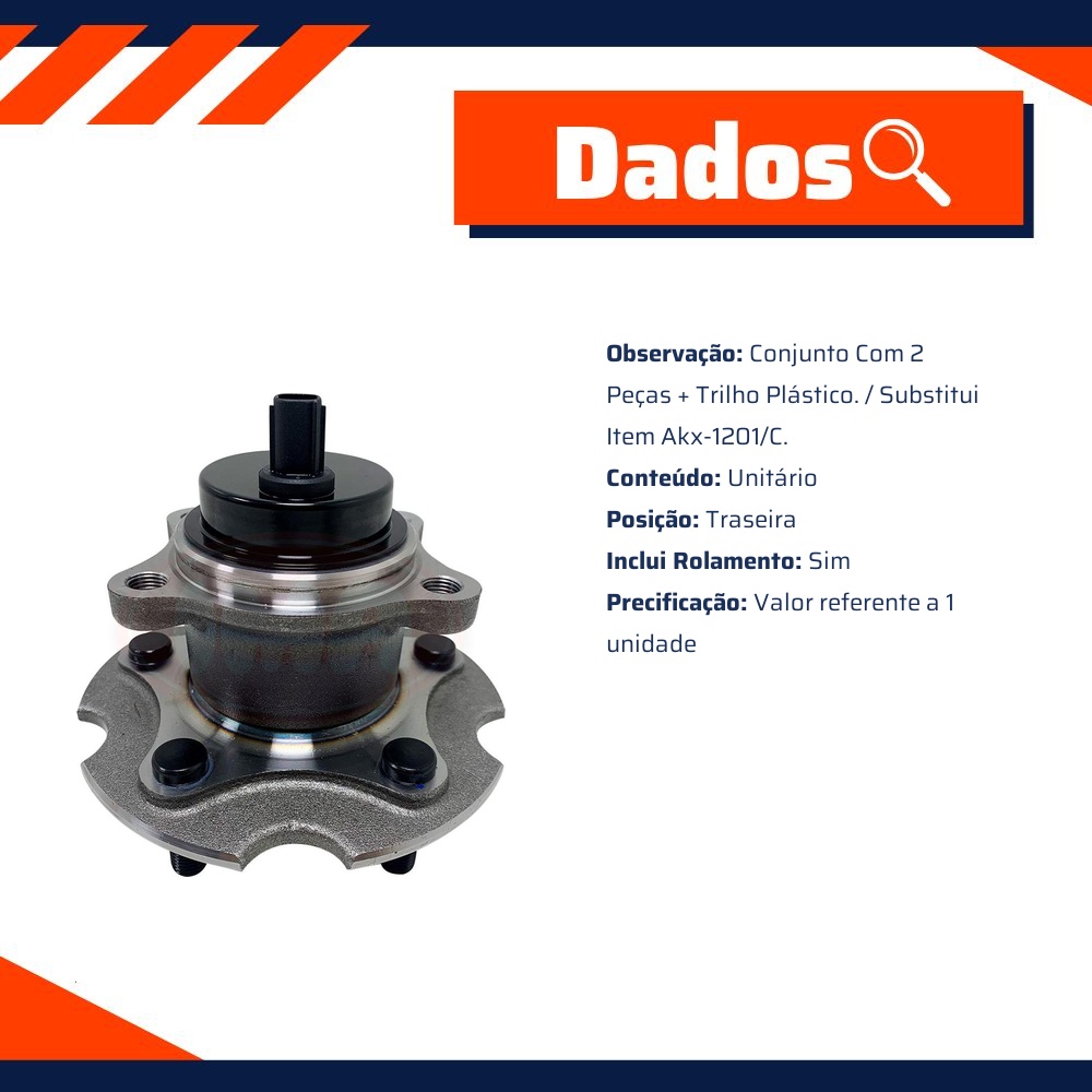 Cubo de Roda Traseiro com Rolamento Lexus NX 200T e Toyota RAV4 - IMA - AL-395