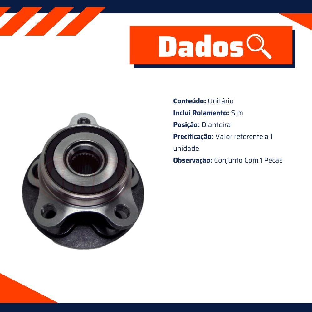 Cubo de Roda Dianteiro com Rolamento para Toyota Corolla - IMA - AL-708