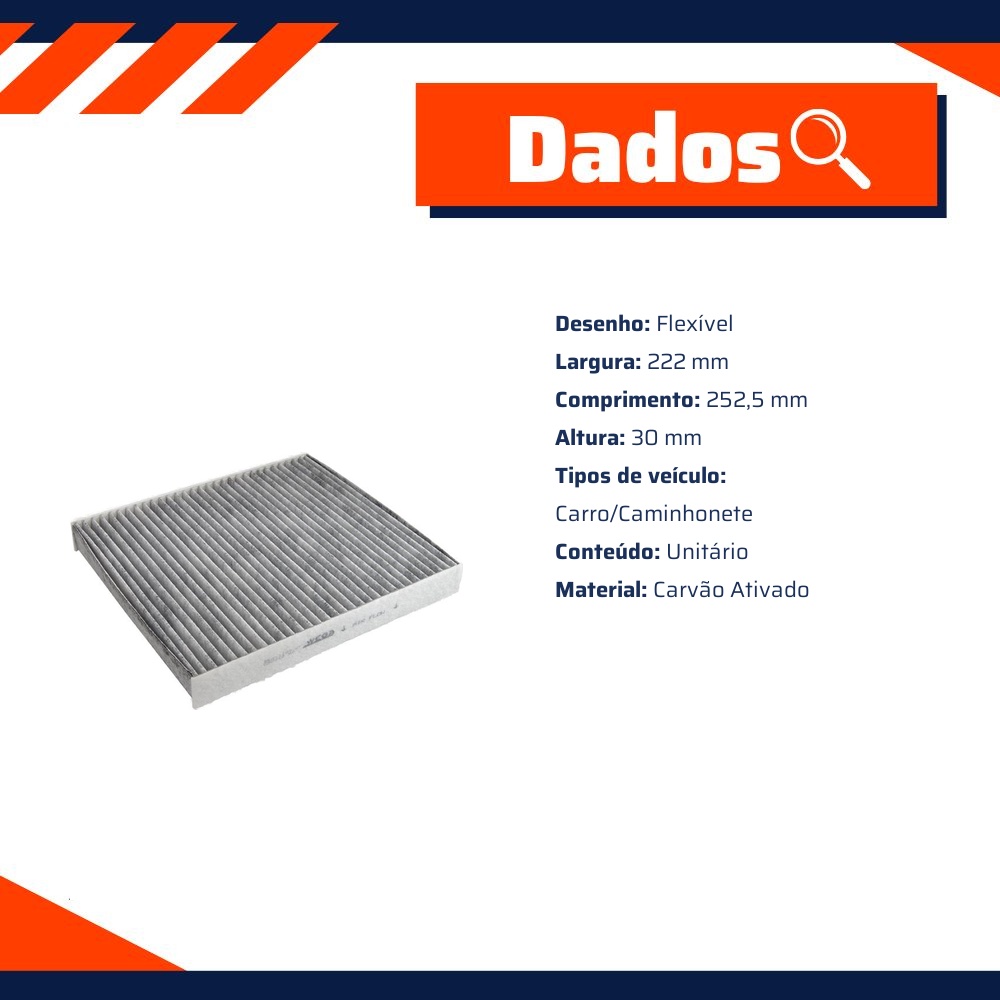 FIltro de Ar Condicionado Cabine com Carvão Ativado - Wega - AKX-1129/CF