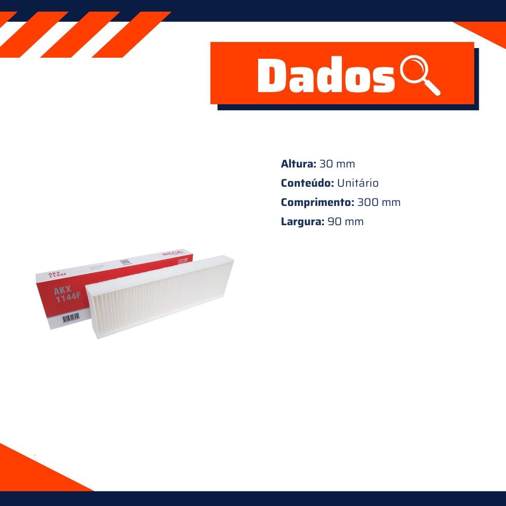 Filtro de Ar da Cabine para Porsche 718 BOXSTER e 718 CAYMAN - Wega - AKX-1144F