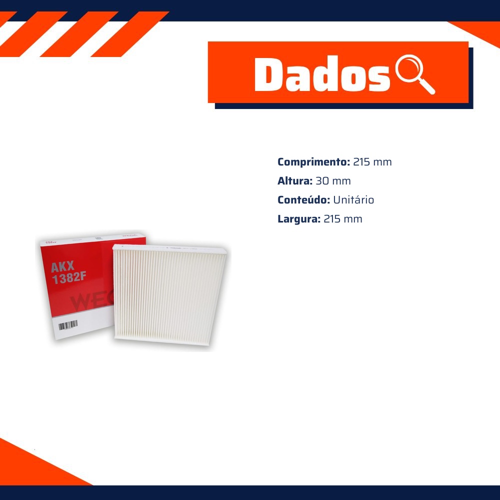 FIltro de Ar Condicionado Cabine - Wega - AKX-1382F