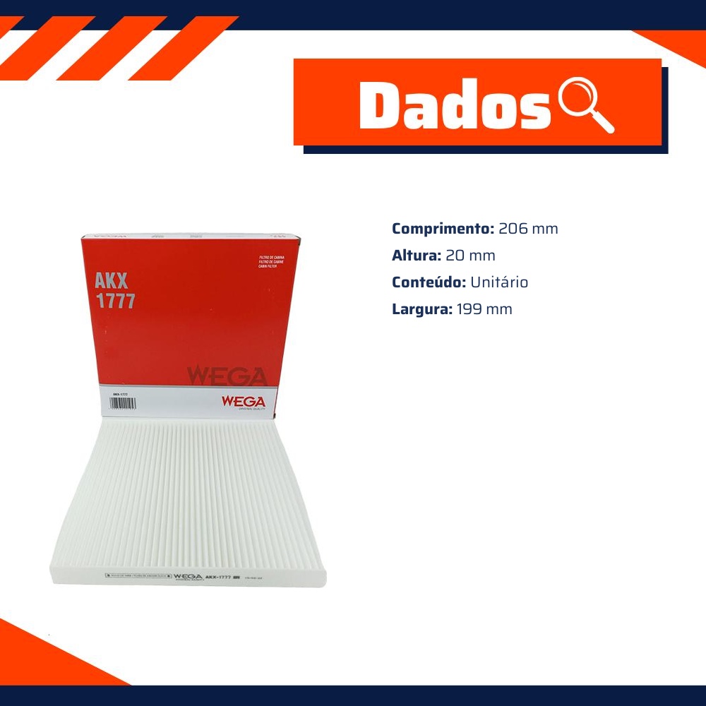 Filtro de Ar da Cabine para JAC E-JS1 - Wega - AKX-1777
