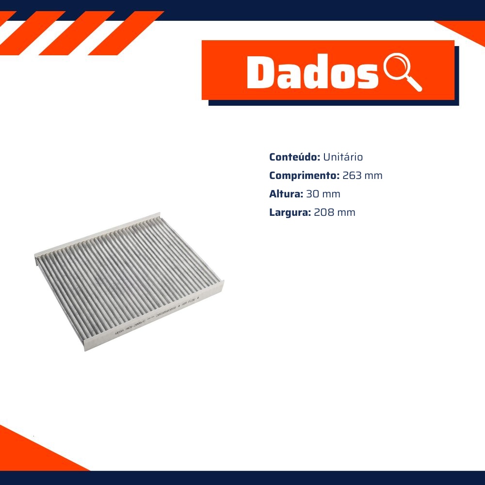 Filtro de Ar da Cabine com Carvão Ativado para Hyundai Santa Fé - Wega - AKX-2006/C