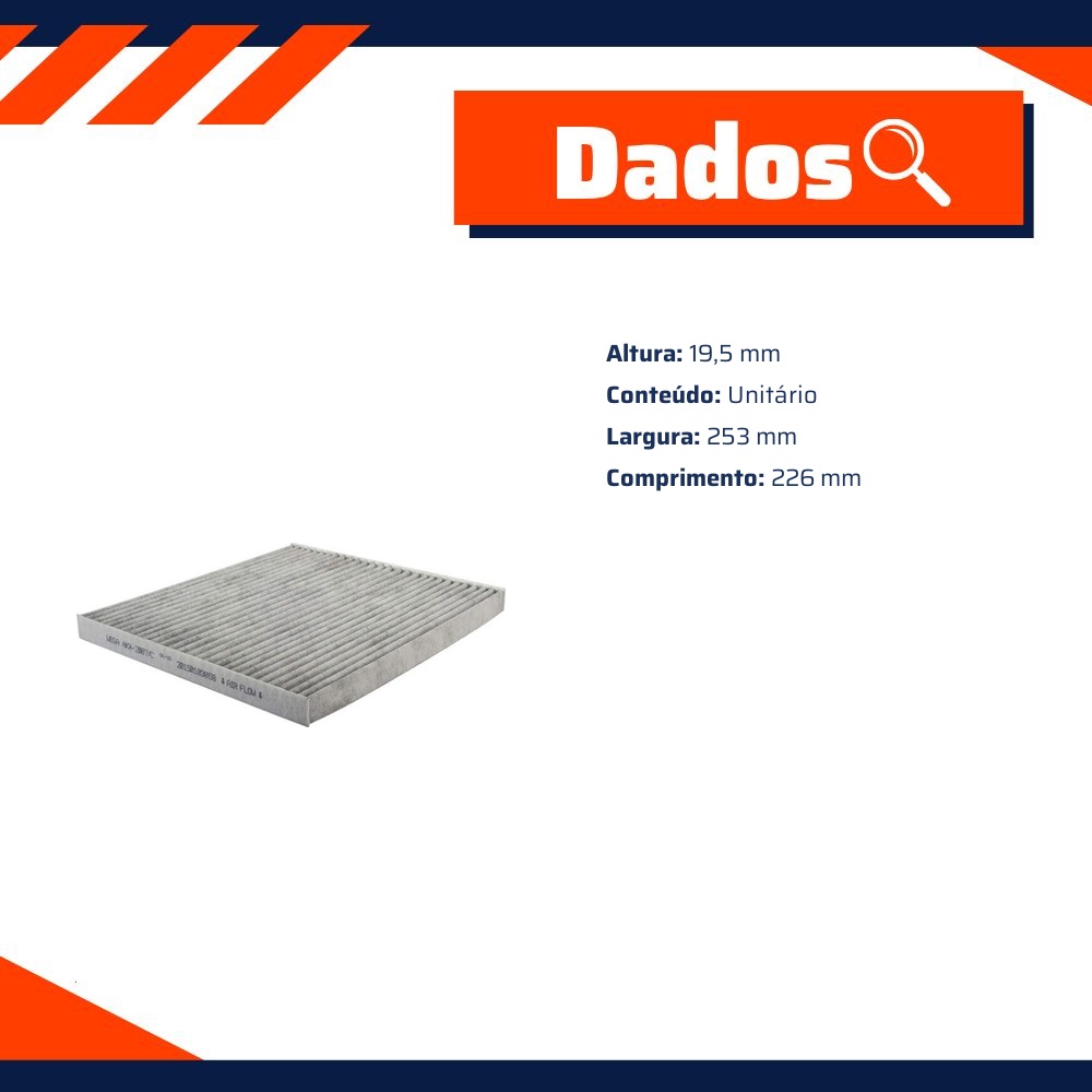 FIltro de Ar Condicionado Cabine com Carvão Ativado - Wega - AKX-2007/C