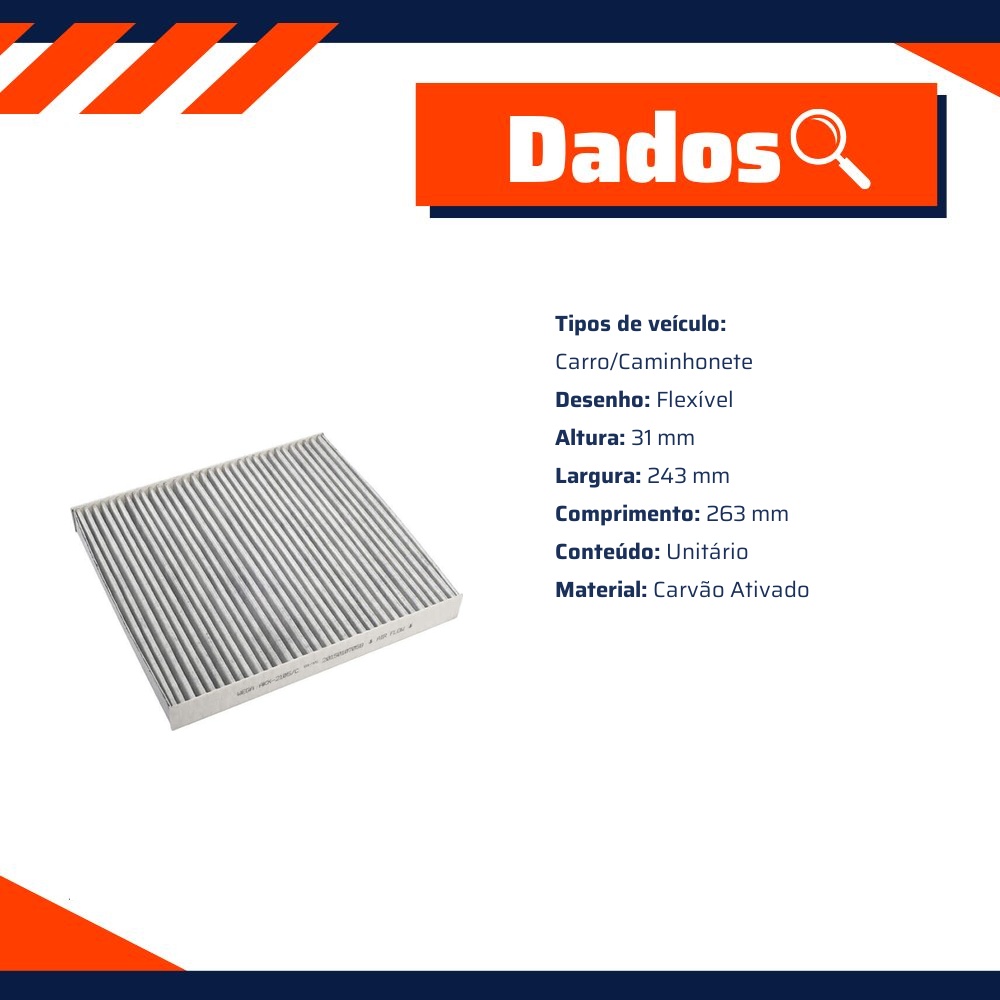 FIltro de Ar Condicionado Cabine com Carvão Ativado - Wega - AKX-2105/C