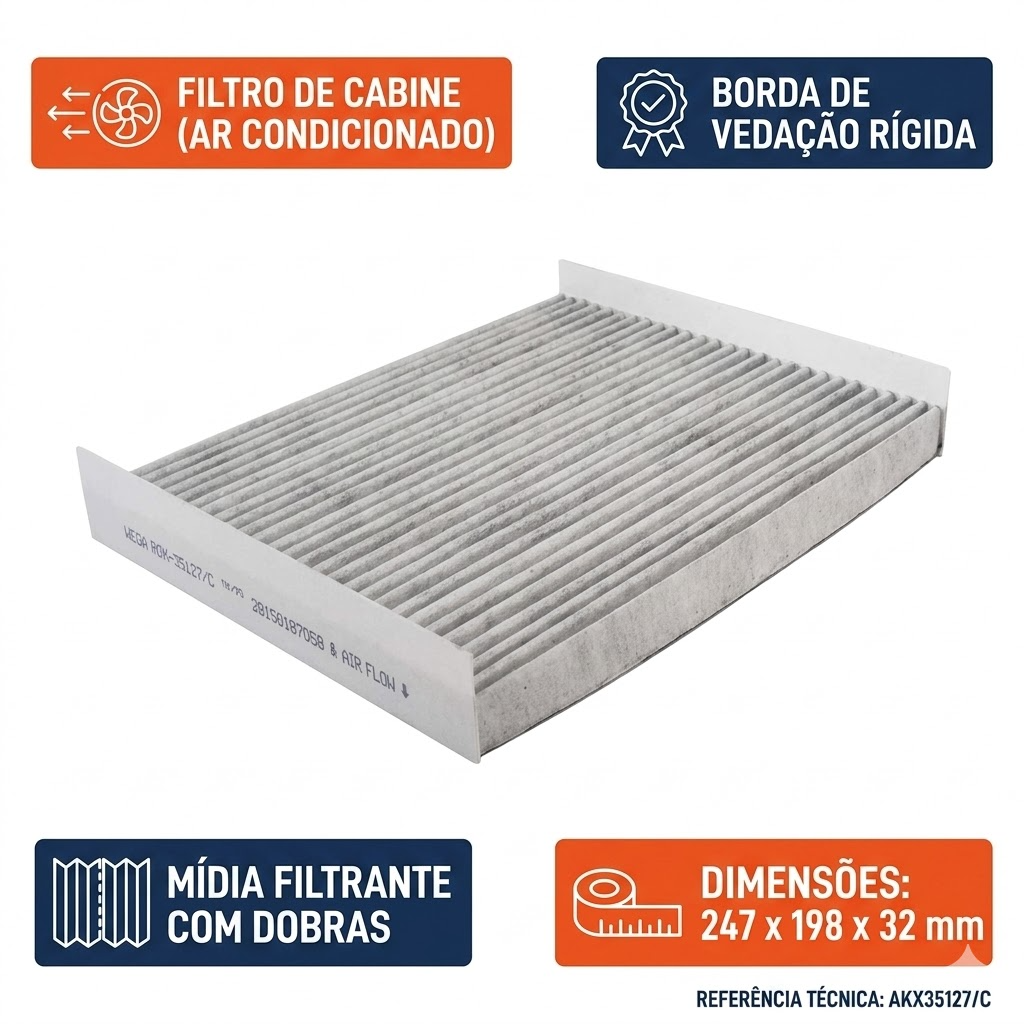Filtro de Ar da Cabine com Carvão Ativado para Ford Fusion - Wega - AKX-35127/C