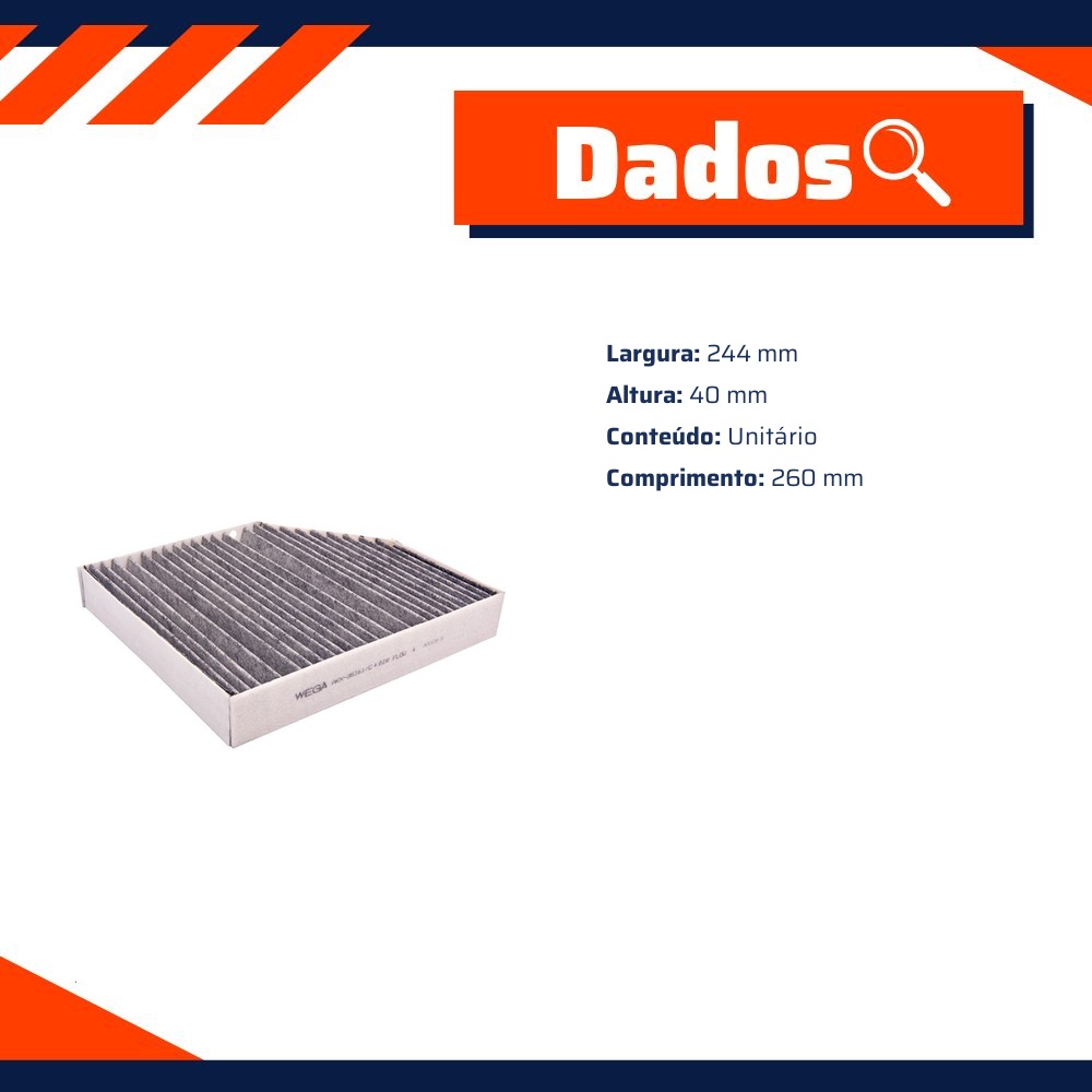 FIltro de Ar Condicionado Cabine com Carvão Ativado - Wega - AKX-35161/C