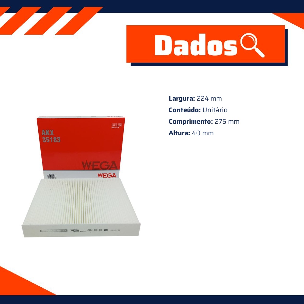 FIltro de Ar Condicionado Cabine - Wega - AKX-35183