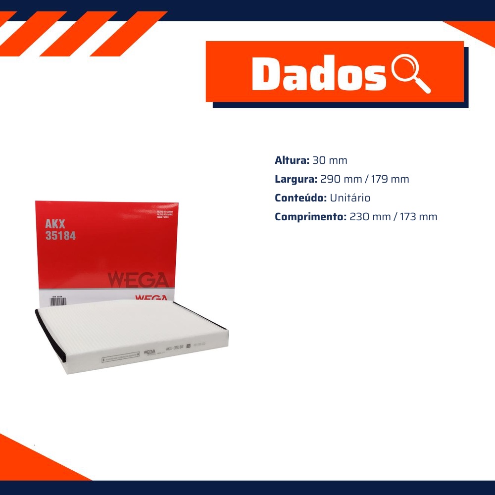 Filtro de Ar da Cabine para Ford Transit - Wega - AKX-35184