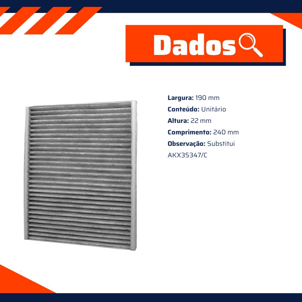 FIltro de Ar Condicionado Cabine com Carvão Ativado - Wega - AKX-35347/CF