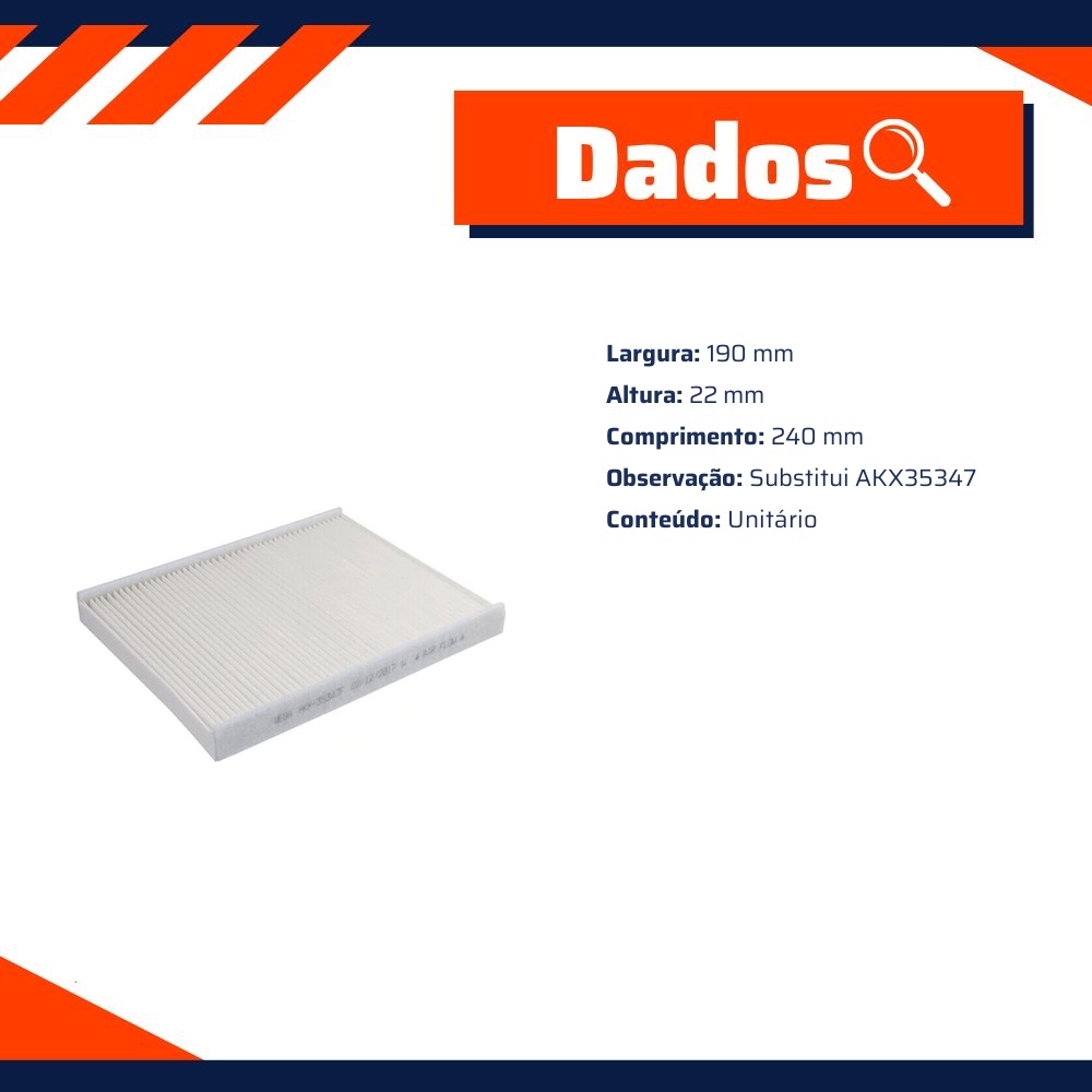 FIltro de Ar Condicionado Cabine - Wega - AKX-35347F
