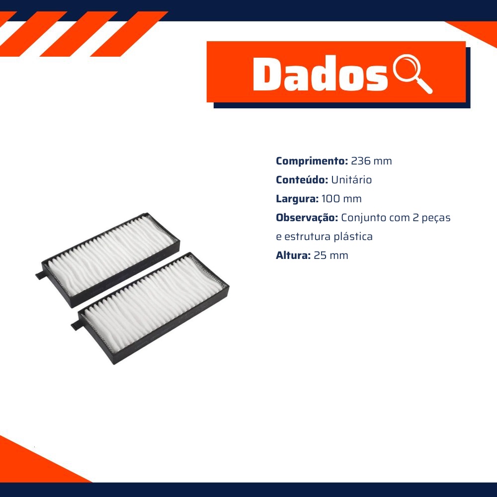 Filtro de Ar da Cabine para Ssangyong Actyon e Kyron - Wega - AKX-3583-2