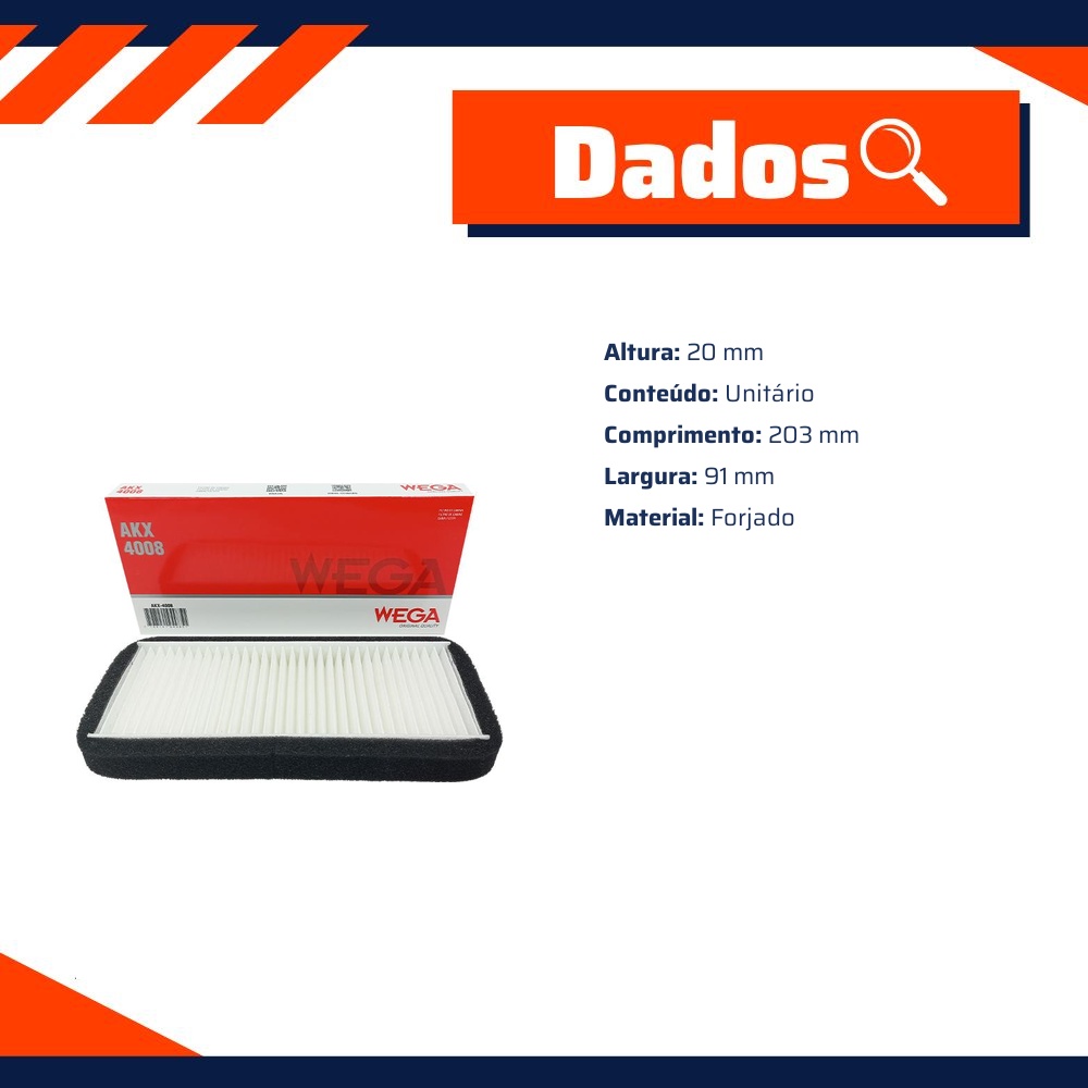 FIltro de Ar Condicionado Cabine - Wega - AKX-4008