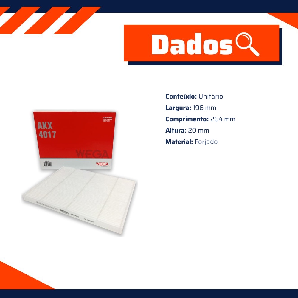 FIltro de Ar Condicionado Cabine - Wega - AKX-4017