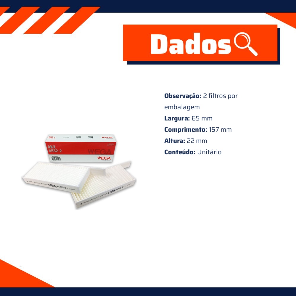 Par FIltro de Ar Condicionado Cabine - Wega - AKX-4532-2