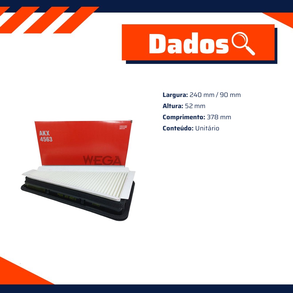 FIltro de Ar Condicionado Cabine - Wega - AKX-4563