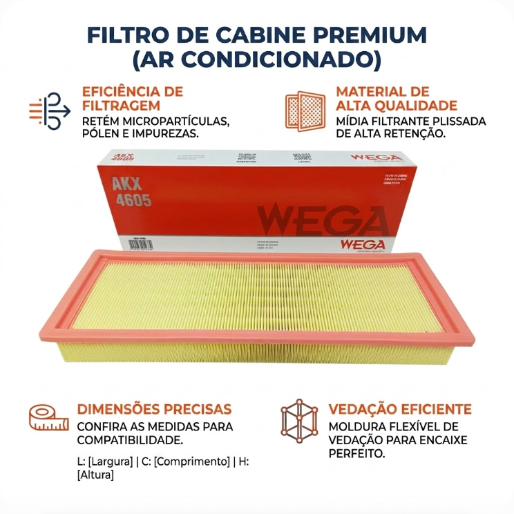 FIltro de Ar Condicionado Cabine - Wega - AKX-4605