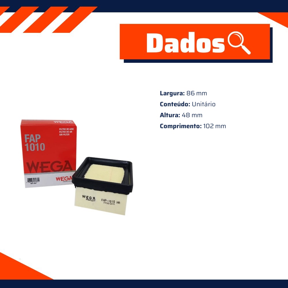 Filtro de Ar para BMW G 310 GS e G 310 R - Wega - FAP-1010
