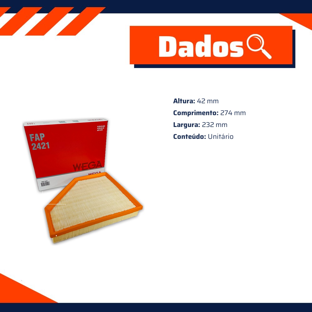 Filtro de Ar do Motor - Wega - FAP-2421