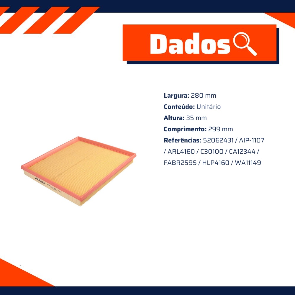 Filtro de Ar para Fiat Argo e Cronos - Wega - FAP-2802