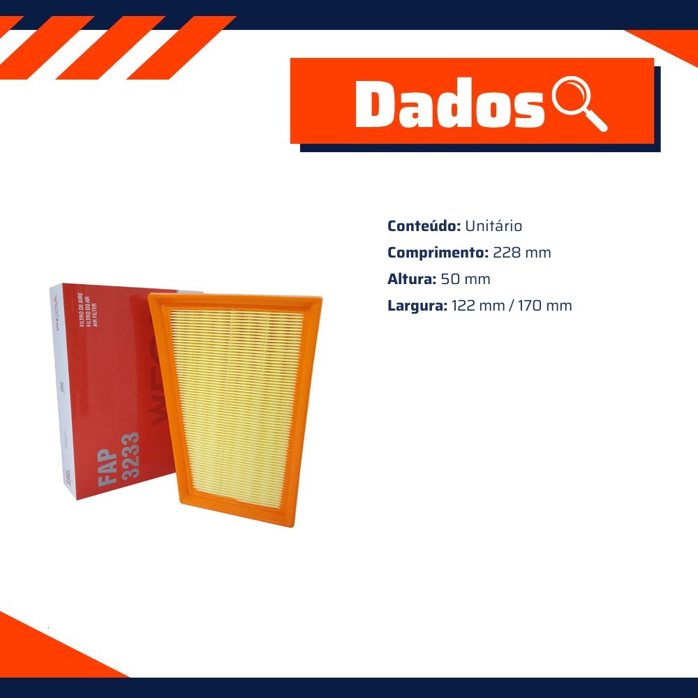 Filtro de Ar do Motor - Wega - FAP-3233