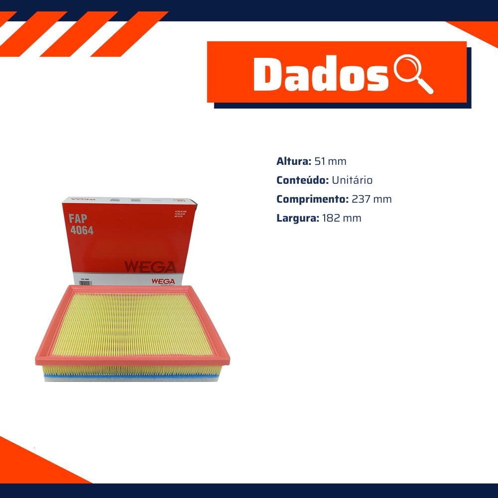 Filtro de Ar do Motor - Wega - FAP-4064