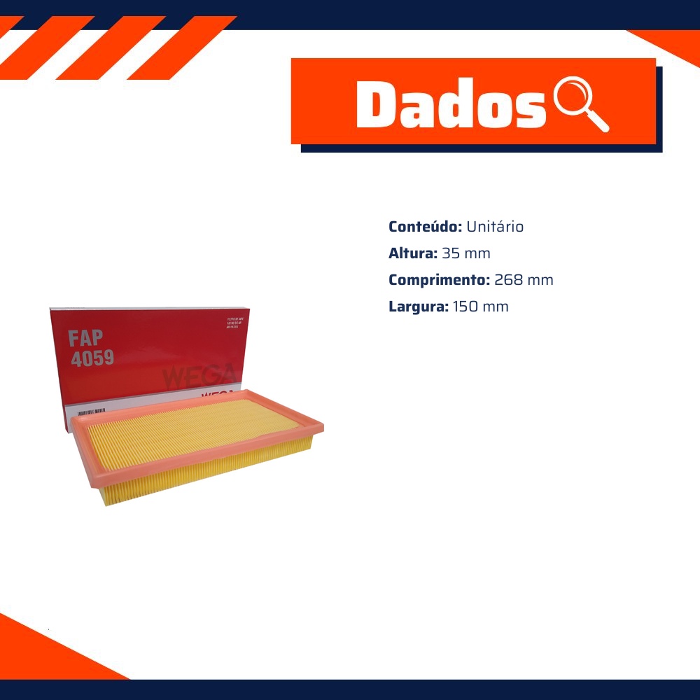 Filtro de Ar do Motor - Wega - FAP-4059