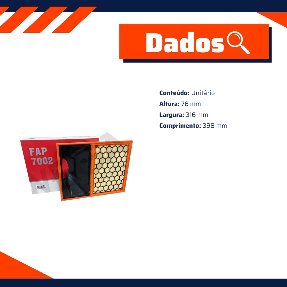 Filtro de Ar do Motor - Wega - FAP-7002