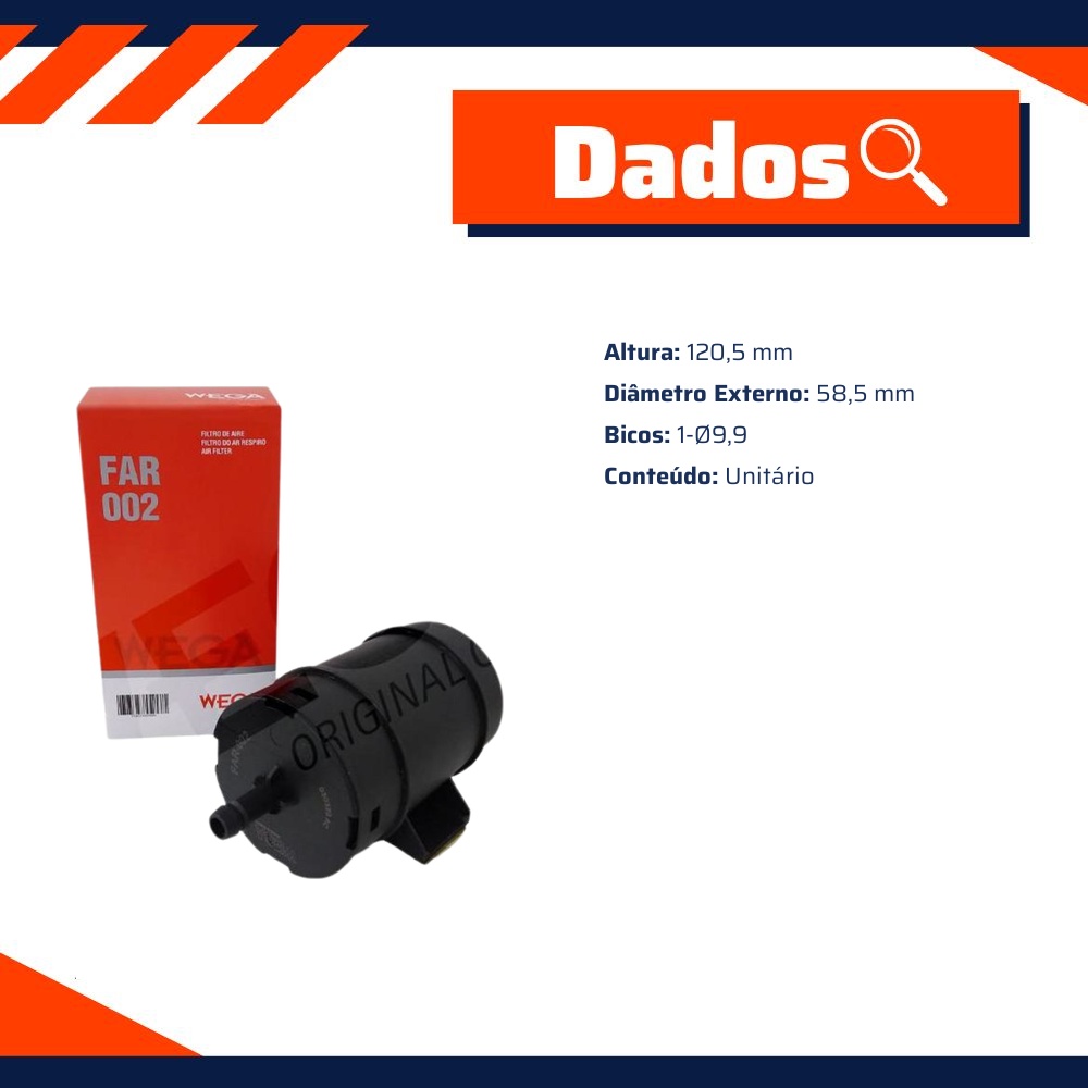 Filtro do Respiro do Tanque de Combustível - Wega - FAR-002