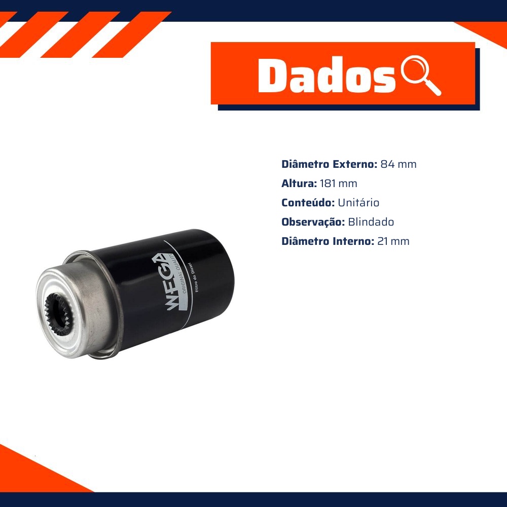Filtro de Combustível com Dreno para Land Rover Defender - Wega - FCD-0183