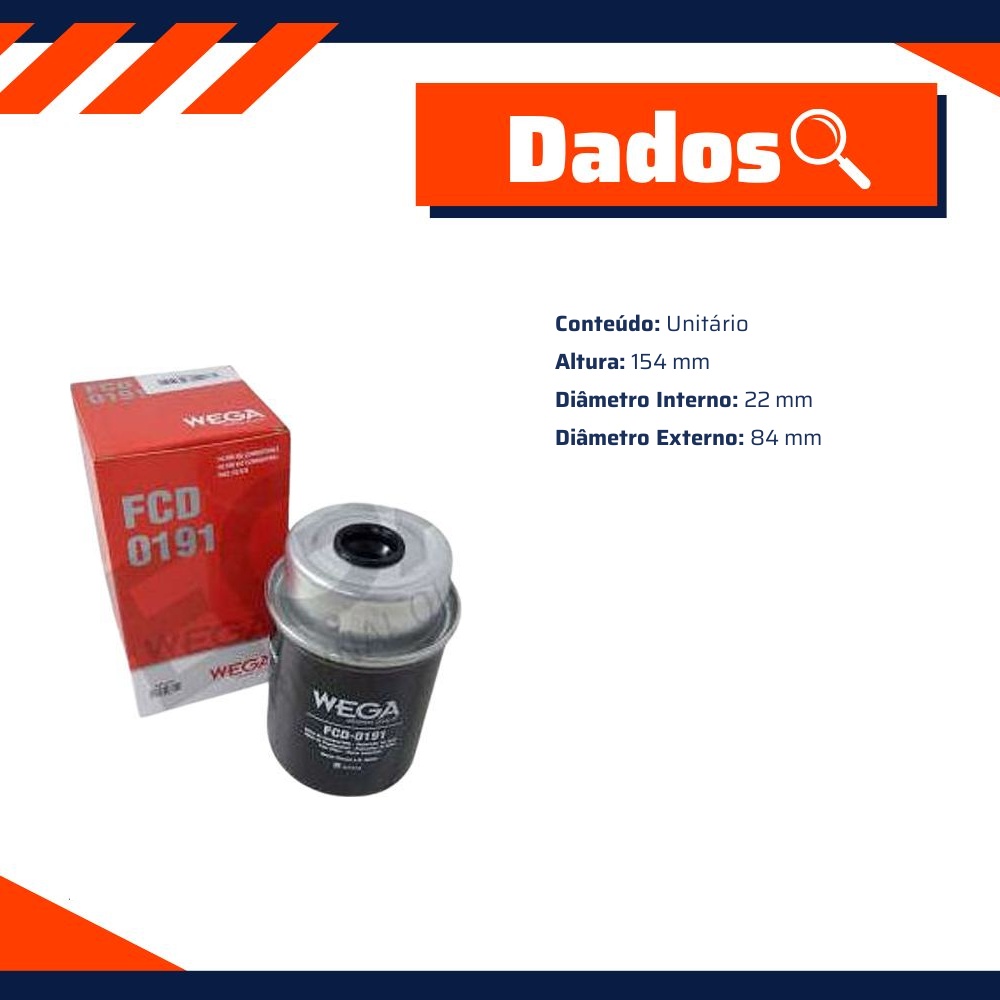 Filtro de Combustível com Dreno - Wega - FCD-0191