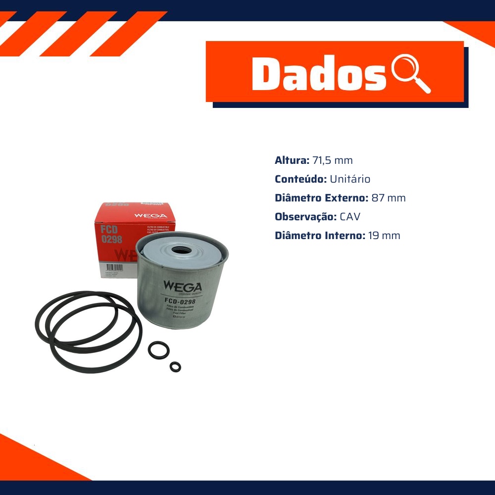 Filtro de Combustível - Wega - FCD-0298