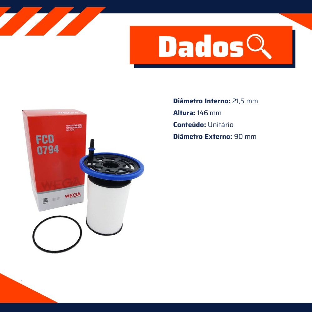 Filtro de Combustível para Citroen Jumper Peugeot Boxer - Wega - FCD-0794