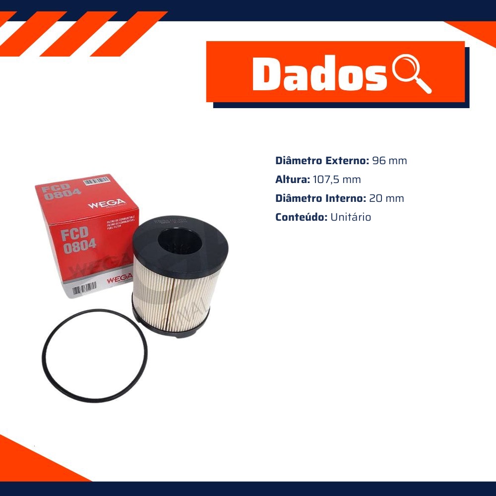 Filtro de Combustível - Wega - FCD-0804