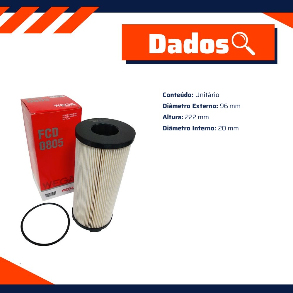 Filtro de Combustível - Wega - FCD-0805