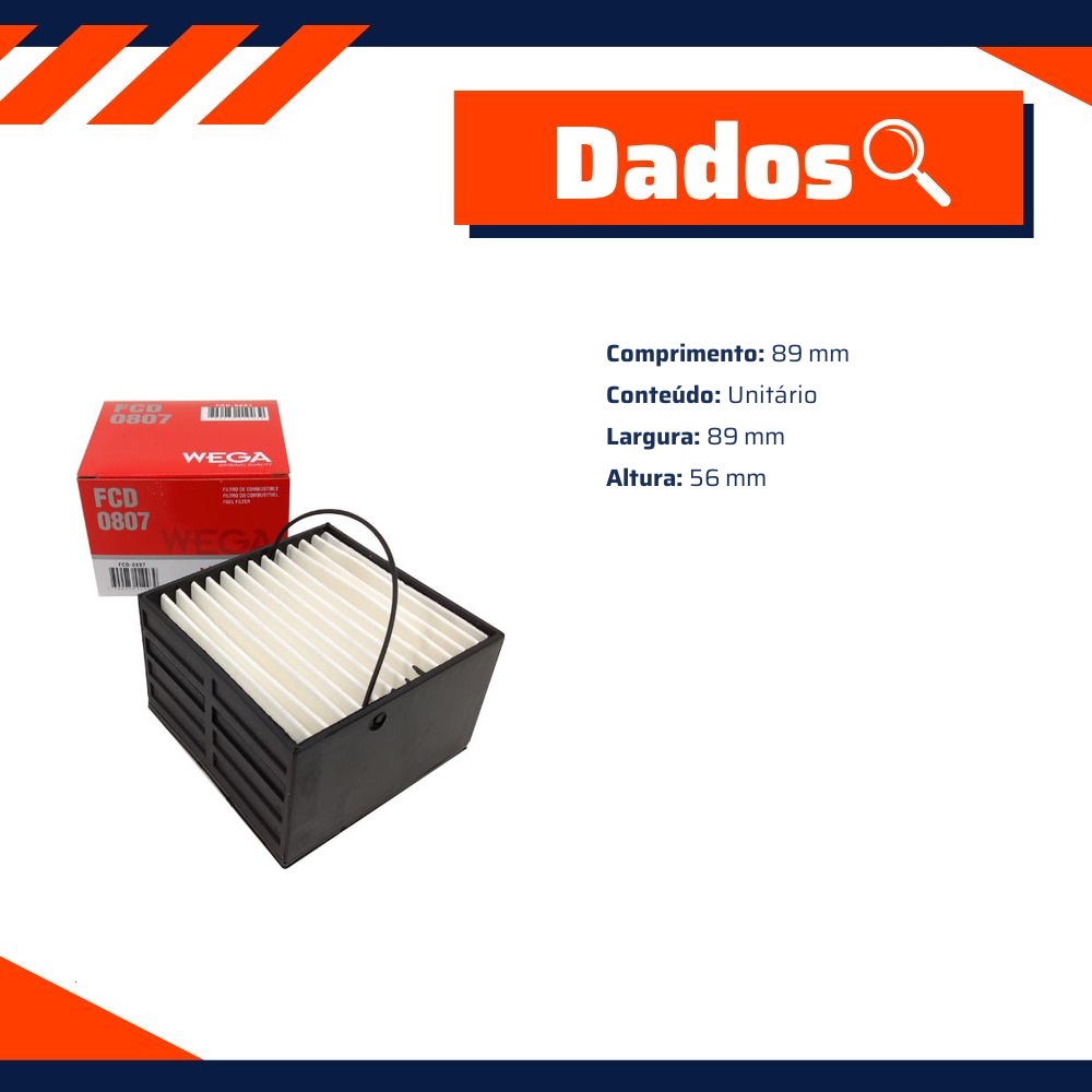 Filtro de Combustível - Wega - FCD-0807