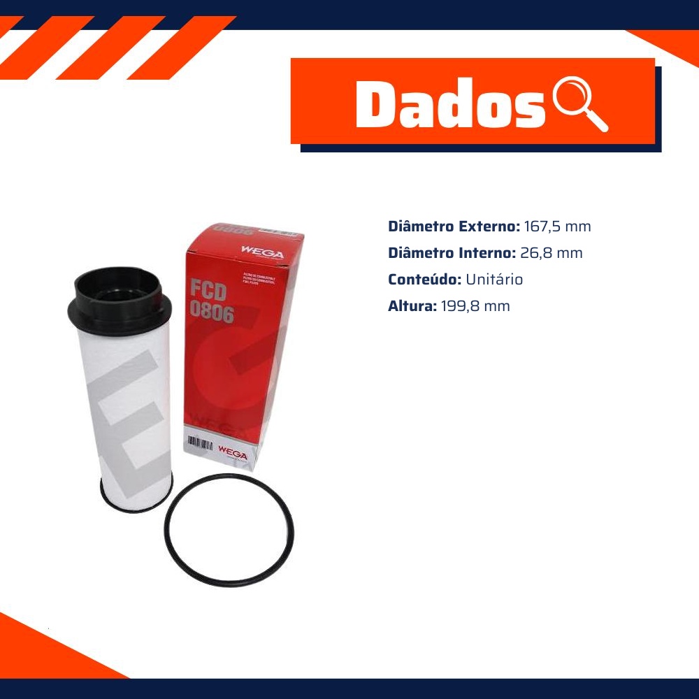 Filtro de Combustível - Wega - FCD-0806