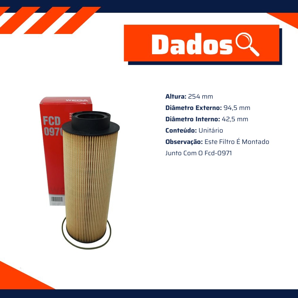 Filtro de Combustível - Wega - FCD-0970