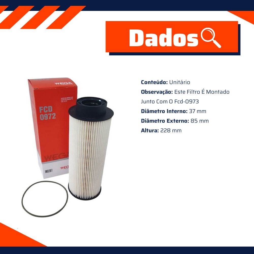 Filtro de Combustível - Wega - FCD-0972