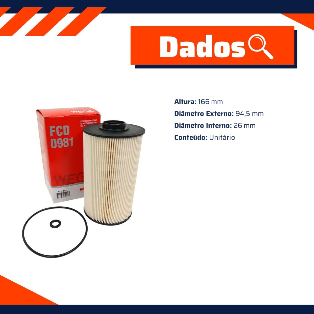 Filtro de Combustível - Wega - FCD-0981
