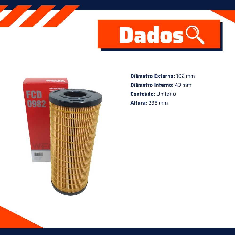 Filtro de Combustível - Wega - FCD-0982
