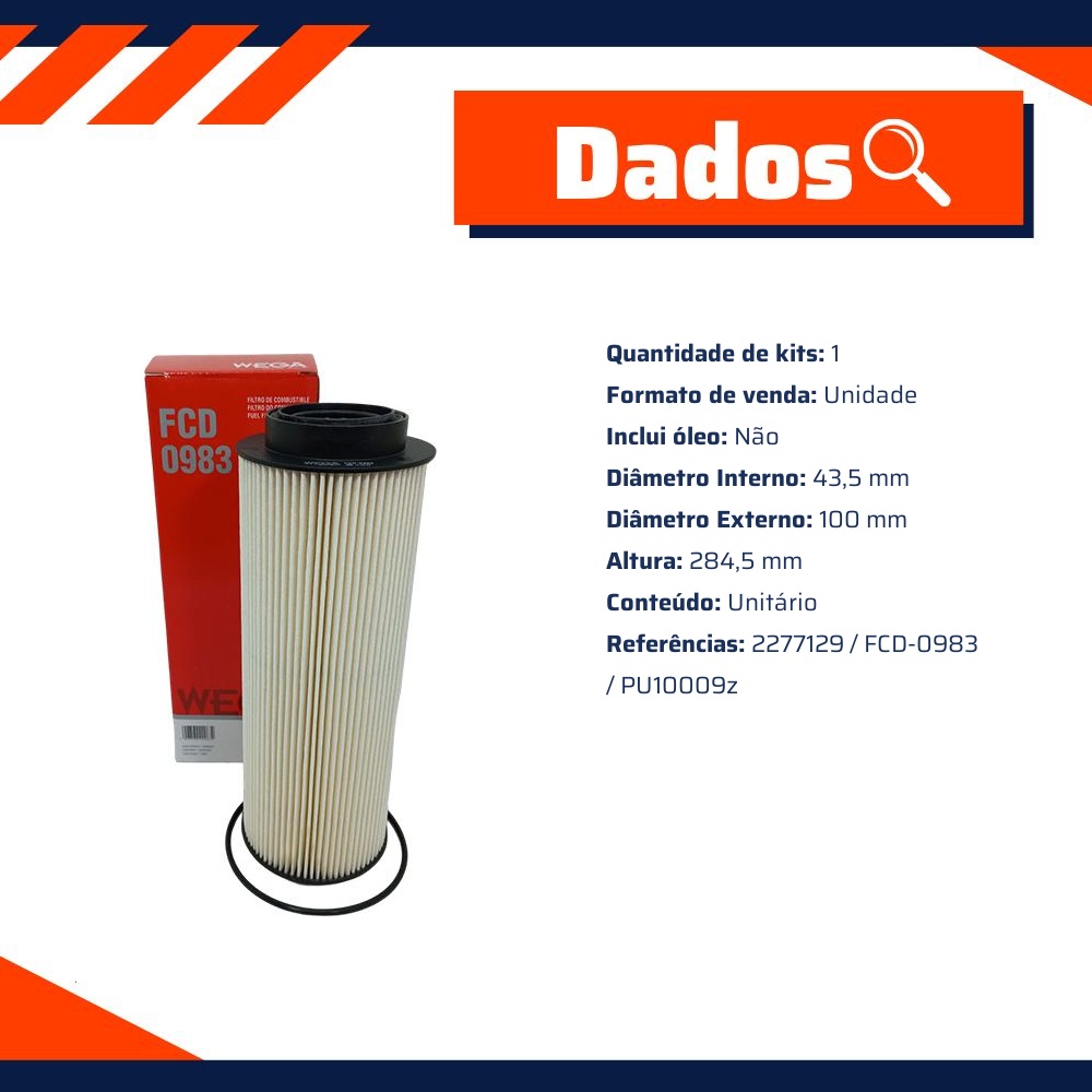 Filtro de Combustível - Wega - FCD-0983