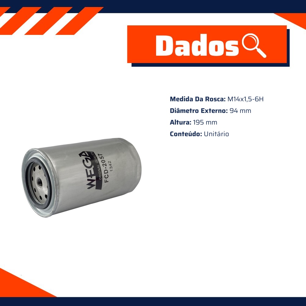 Filtro de Combustível com Dreno - Wega - FCD-2057