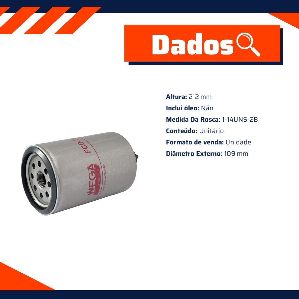 Filtro de Combustível com Dreno - Wega - FCD-2056