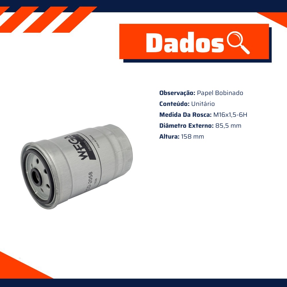 Filtro de Combustível com Dreno - Wega - FCD-2058