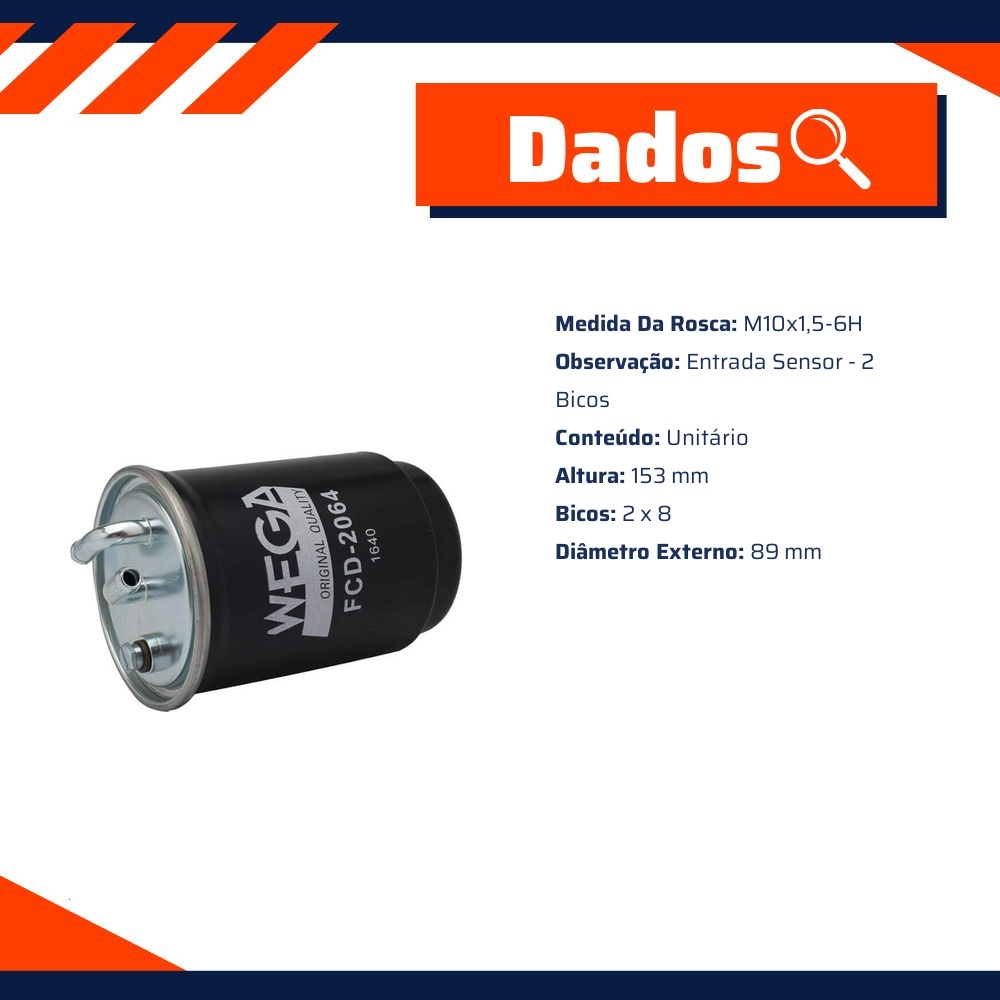 Filtro de Combustível - Wega - FCD-2064