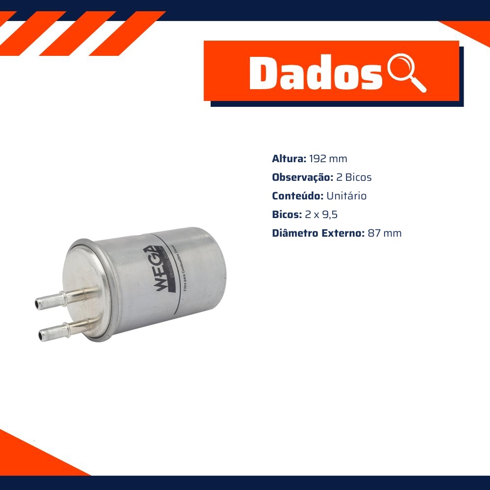 Filtro de Combustível com Dreno para Hyundai Terracan - Wega - FCD-2063/5