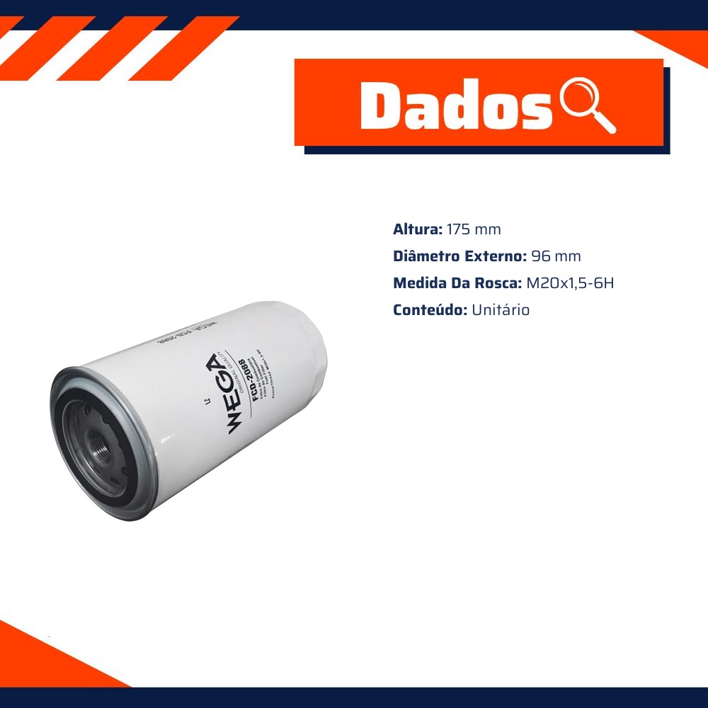 Filtro de Combustível - Wega - FCD-2088