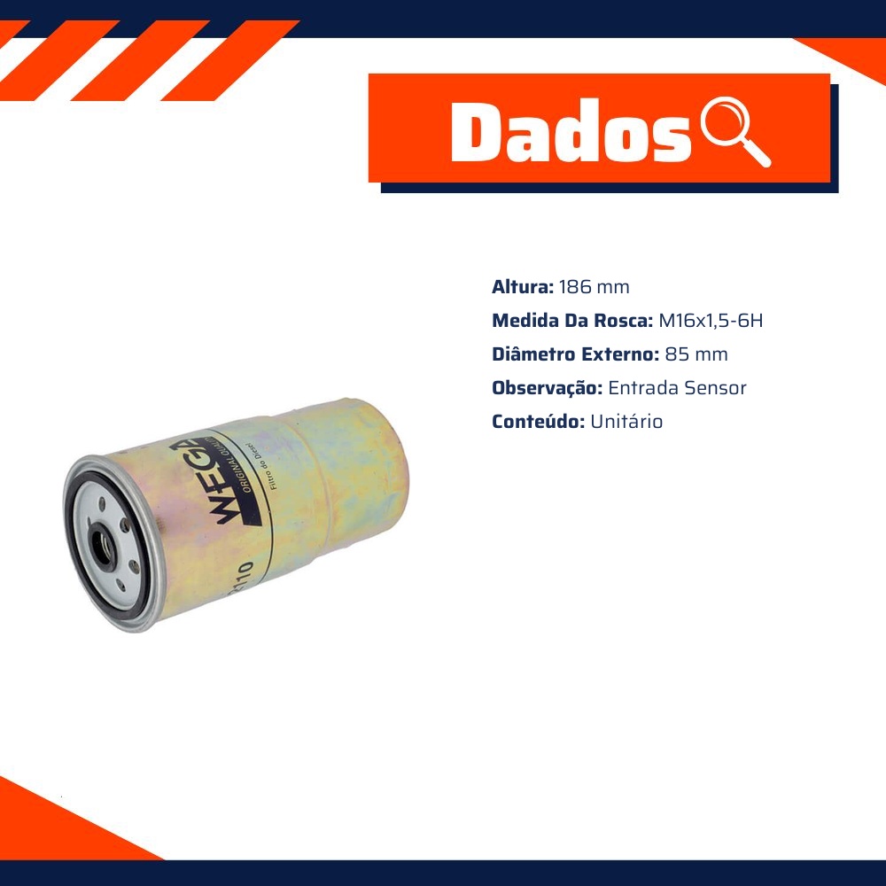 Filtro de Combustível com Dreno - Wega - FCD-2110